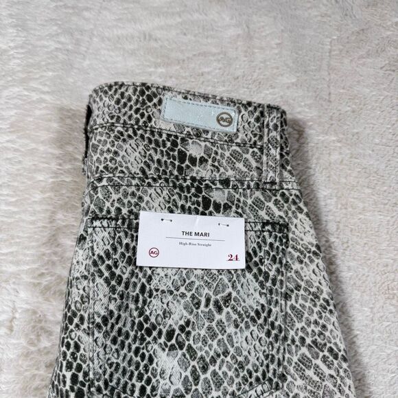 AG Adriano Goldschmied Mari Snake Print High Rise Straight Crop Jeans - Picture 2 of 8